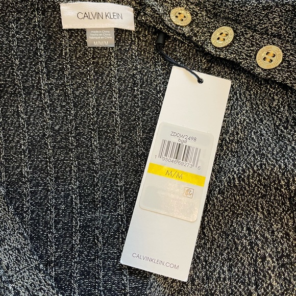 NWT Calvin Klein Black/Metallic Gold Knit Dress - Picture 9 of 10